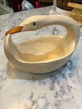 Vintage Carved Swan Bowl | French Country Farmhouse Decor |